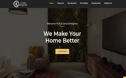 K & Sons Enterprises – Interior Design Website by Zaprix IT Services